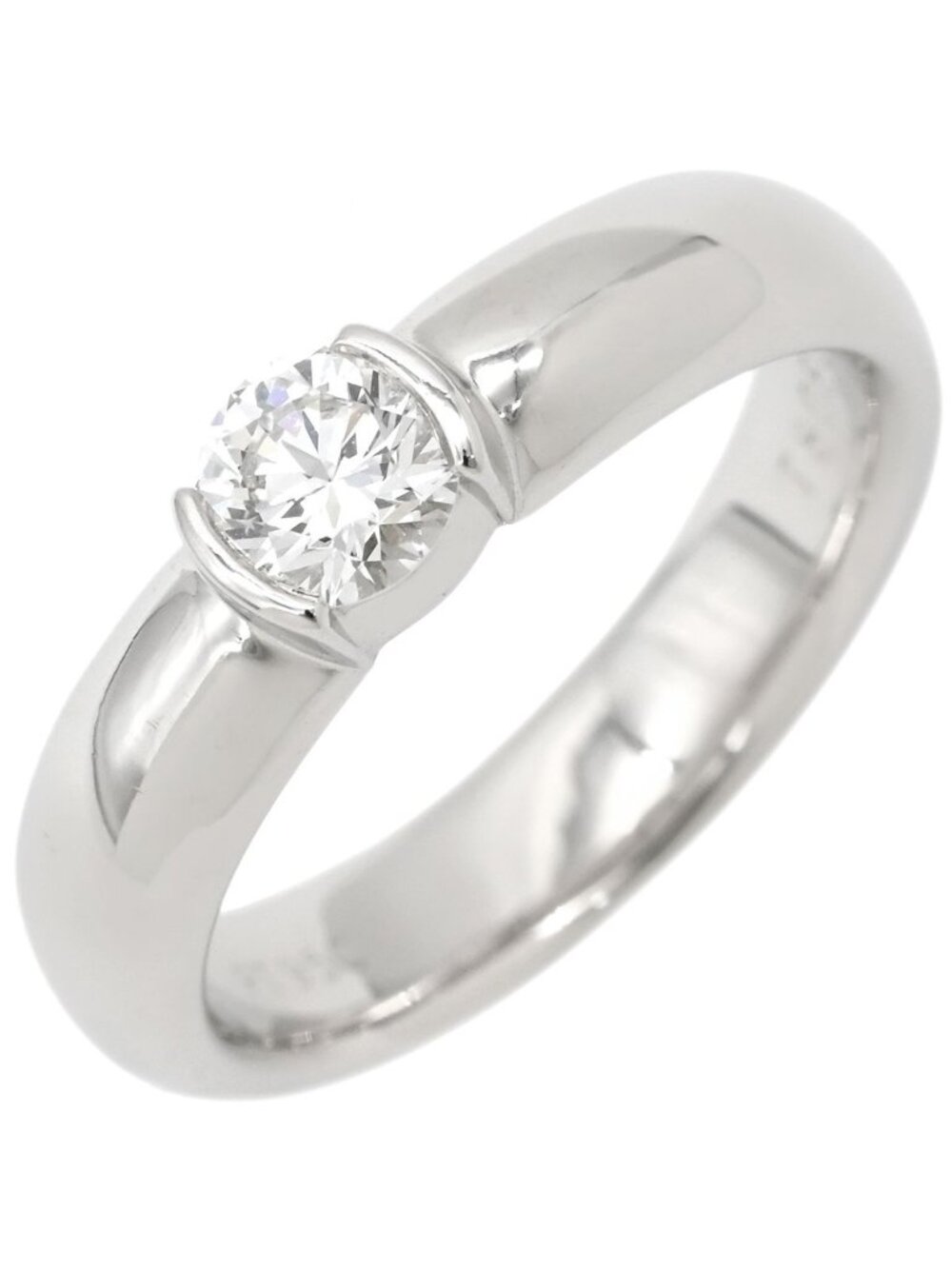 Tiffany & Co Ring Dots Solitaire Diamond Platinum Silver T&Co